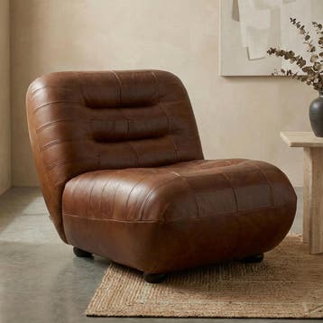 *WOONWINKEL* Dutchbone Wyatt Lounge Fauteuil Leer Chocolate, Verzenden, Nieuw, Leer