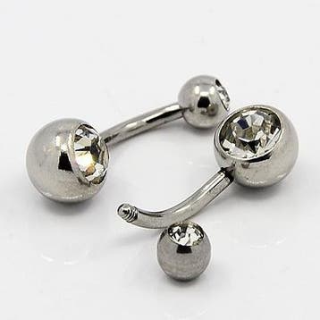 RVS 316 Chirurgisch staal Navel piercing met kristal 24x8..., Ophalen of Verzenden, Nieuw, Overige typen