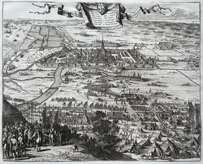 Nederland - Haarlem; C. Decker - Het beleg van Haarlem -, Boeken, Atlassen en Landkaarten