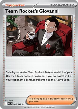Team Rockets Giovanni 204/217 Ascended Heroes, Ophalen of Verzenden, Nieuw, Losse kaart, Foil