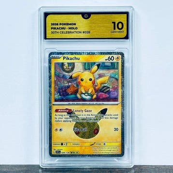 Pokémon Graded card - Pikachu Holo 028 - 30th Anniversary –, Nieuw