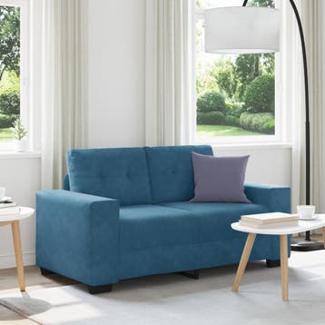 vidaXL Loveseat Sofa Blauw 120 cm Fluweel, Huis en Inrichting, Verzenden, Nieuw, Stof, 150 tot 200 cm