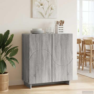 vidaXL Dressoir Grijs Sonoma 67 x 34,5 x 75 cm Bewerkt hout, Verzenden, Nieuw, 50 tot 100 cm, 25 tot 50 cm