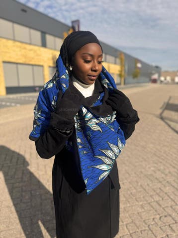 Warme Sjaal met Afrikaanse print Unisex - Blauwe flower, Ophalen of Verzenden, Nieuw