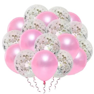 VSE luxe confetti ballonnen 20 stuks licht roze/zilver, Ophalen of Verzenden, Nieuw
