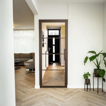 Stalen Binnendeur - Brons - 4 Vlaks - Helder glas, Doe-het-zelf en Verbouw, Deuren en Horren, Minder dan 80 cm, Binnendeur, Nieuw