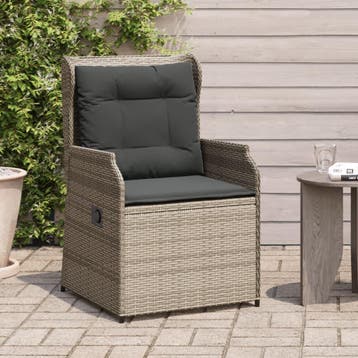 vidaXL Tuinstoelen 2 st verstelbaar met kussens poly rattan, Verzenden, Nieuw, Tuinset