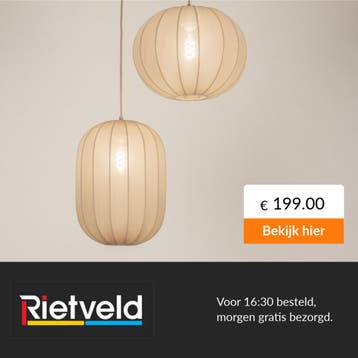 Rietveld-Hanglampen-Taupe-Stof, Metaal, Verzenden, Nieuw