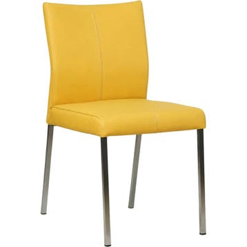 Leren eetkamerstoel Basic - Toledo Giallo (geel) - Poten, Huis en Inrichting, Overige kleuren, Nieuw, Leer, Ophalen of Verzenden