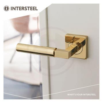 Intersteel Deurkruk Bau-Stil op vierkant rozet - PVD messing, Doe-het-zelf en Verbouw, Verzenden, Nieuw