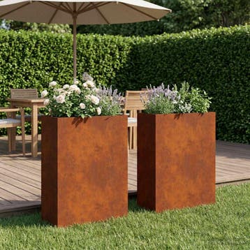 vidaXL Plantenbak 2 st Roestkleurig 40 x 20 x 75 cm weervast, Verzenden, Minder dan 60 cm, Nieuw, Metaal