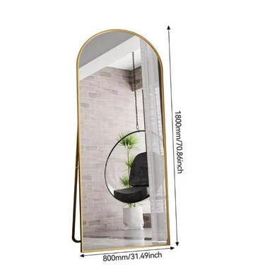 Boogvormige Volledige Lengte Spiegel 180×80 cm in Goudkleuri, Verzenden, Nieuw