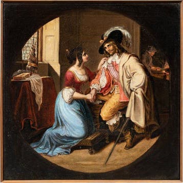 Italian painter (XIX) - Lady and Musketeer