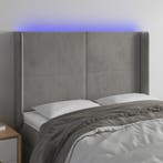vidaXL Hoofdbord LED 147x16x118/128 cm fluweel lichtgrijs, Verzenden, Nieuw, Grijs, Stof