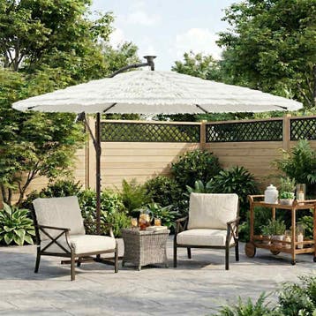vidaXL Parasol met stalen paal 290x290x238 cm wit, Verzenden, Nieuw, 2 tot 3 meter