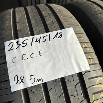 2 x Continental EcoContact 6 235-45-18 Zomerbanden 5mm, 18 inch, Gebruikt, Ophalen of Verzenden, 235 mm