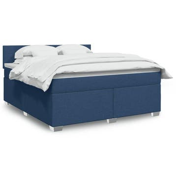 vidaXL Boxspring met matras stof blauw 180x200 cm, Eenpersoons, Nieuw, 80 cm, 200 cm