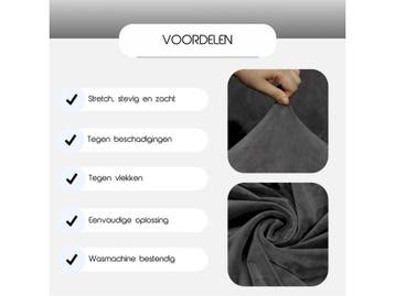 Hilvard - Bankhoes 4 zitsbanken - Stretch - Velvet - Grijs -, Verzenden, Nieuw