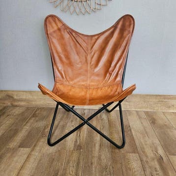 Stoel - Butterfly chair - Leder, Metaal