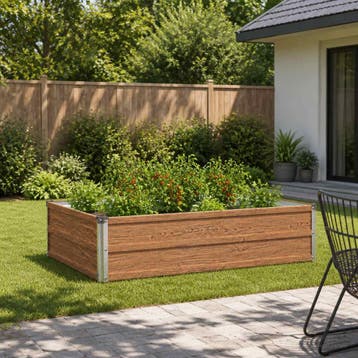 vidaXL Verhoogd Tuinbed Houtbruin 100 x 80 x 24 cm, Minder dan 30 cm, Verzenden, Nieuw, Metaal
