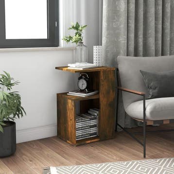 vidaXL Bijzettafel 36x30x56 cm bewerkt hout gerookt, Huis en Inrichting, Verzenden, Nieuw, 45 tot 60 cm
