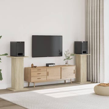 vidaXL Speakerstandaards 2 st 30x30x80 cm bewerkt hout, Verzenden, Nieuw