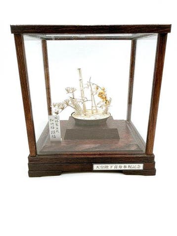 Themacollectie - Japans massief zilver Bonsai Shchikubai, Antiek en Kunst
