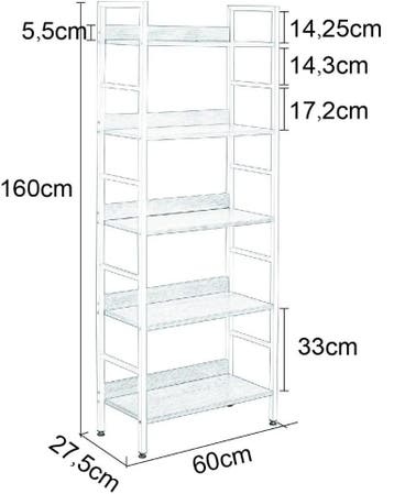 Stellingkast 5-Laags – Houten Kast Licht Eiken – Wit/Zwart, Huis en Inrichting, Kasten | Stellingkasten, Verzenden, Nieuw