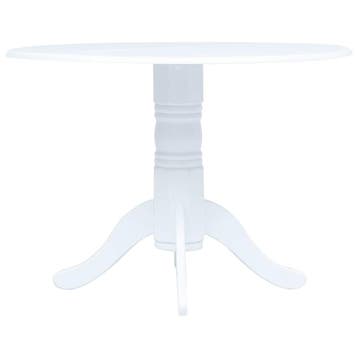 vidaXL Eettafel 106 cm massief rubberwood wit, Verzenden, Nieuw