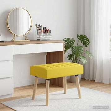 vidaXL Kanaal-geplooide bank Lichtgeel 60 x 40 x 45 cm Stof, Huis en Inrichting, Verzenden, Nieuw, Stof