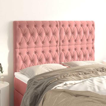 vidaXL Hoofdbord roze 160x7x118/128 cm fluweel, Verzenden, Nieuw, Stof