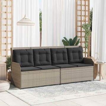 vidaXL Tuinbank Lichtgrijs poly rattan, Verzenden, Nieuw, Rotan