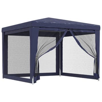 vidaXL Partytent met 4 mesh zijwanden 3x3 m HDPE blauw, Verzenden, Nieuw, Partytent