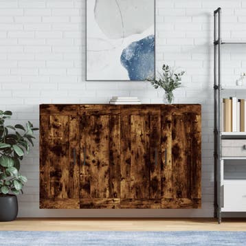vidaXL Hangkasten 2 st bewerkt hout gerookt eikenkleurig, Verzenden, Nieuw, 50 tot 100 cm, Minder dan 100 cm