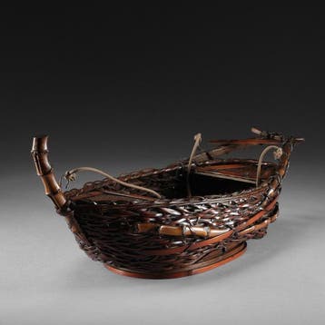 bootvormige ikebana-bloemenmand - Bamboe - Japan - Taish