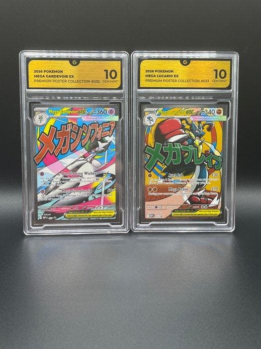 Pokémon - 2 Graded card - Mega Gardevoir & Mega Lucario, Hobby en Vrije tijd, Verzamelkaartspellen | Pokémon
