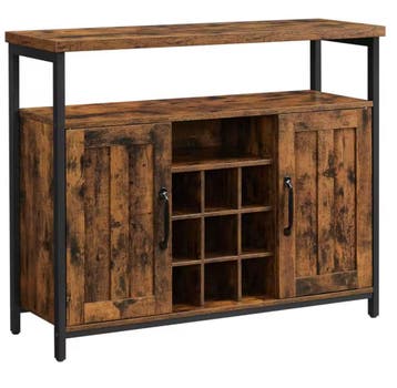 Dressoir Keukenkast met 2 Deuren en Wijnrek (Vintage stijl), Verzenden, Nieuw
