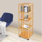 Draaibare Boekenkast 5-Lagen met Wielen – Opbergkast 132 cm, Verzenden, Nieuw
