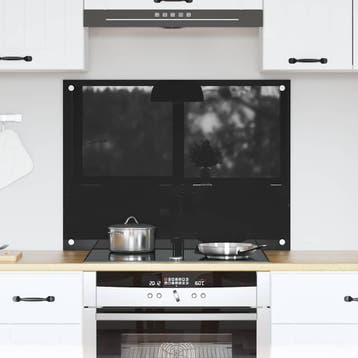 vidaXL Keukenachterwand Zwart 80 x 60 cm gehard glas, Verzenden, Nieuw