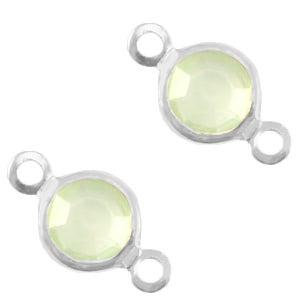 2 x DQ metaal tussenstuk crystal glas rond 6mm Silver-Mea..., Ophalen of Verzenden, Nieuw, Tussenstuk of Tussenkraal