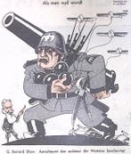 Mussolini op het oorlogspad op spotprent (lijst optie), Antiek en Kunst, Verzenden