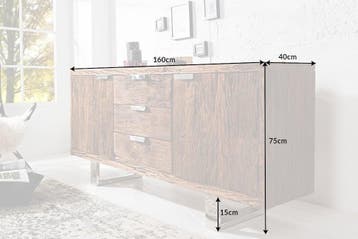 Massief dressoir BARRACUDA 160cm antiek teakhout met stalen, Ophalen of Verzenden, Nieuw