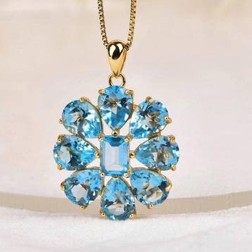 Zonder minimumprijs - Hanger Zilver - Topaz - Gecertificeerd, Sieraden, Tassen en Uiterlijk