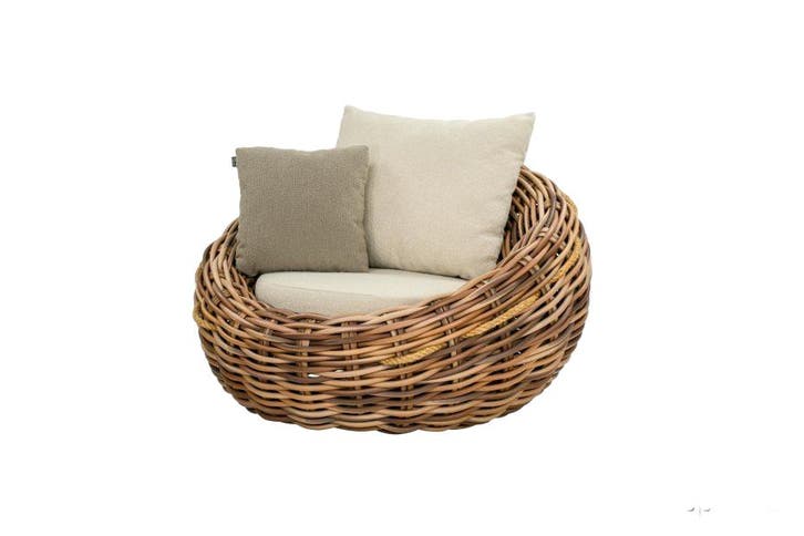 Apple Bee Cocoon lounge stoel 130cm Mocca-Boucle Creme -, Tuin en Terras, Tuinstoelen