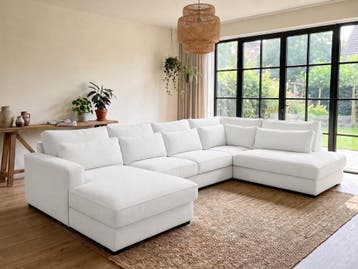 U-Bank Naaldwijk-Express - u-banken - Wit, Nieuw, 150 cm of meer, Stof, 300 cm of meer