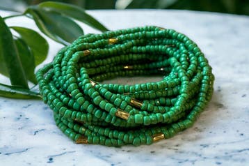 Waist Beads / Afrikaanse Heupketting - ADAEGO - Groen / goud, Sieraden, Tassen en Uiterlijk, Kettingen, Ophalen of Verzenden, Nieuw