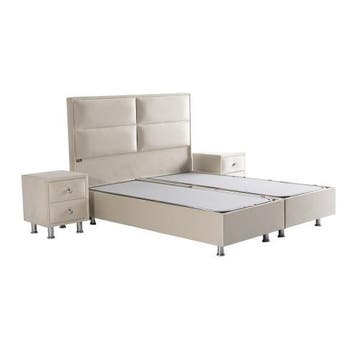 Opberg Boxspring Magnum – Beige Velvet (Zonder Matras), Ophalen of Verzenden, Nieuw, Eenpersoons, Beige