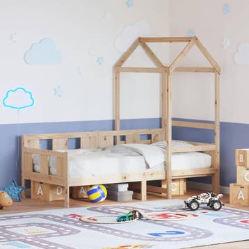 vidaXL Slaapbank met huisje 80x200 cm massief grenenhout, Eenpersoons, Bruin, Verzenden, Nieuw