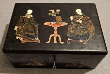 Theekistje / doosje - Hout, lak en verf, Lood, Metaal -, Antiek en Kunst