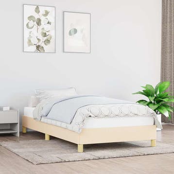vidaXL Bedframe zonder matras 80x200 cm stof crèmekleurig, Eenpersoons, Verzenden, Nieuw, 80 cm